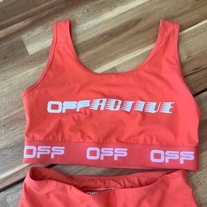 Off white active wear orange two piece set